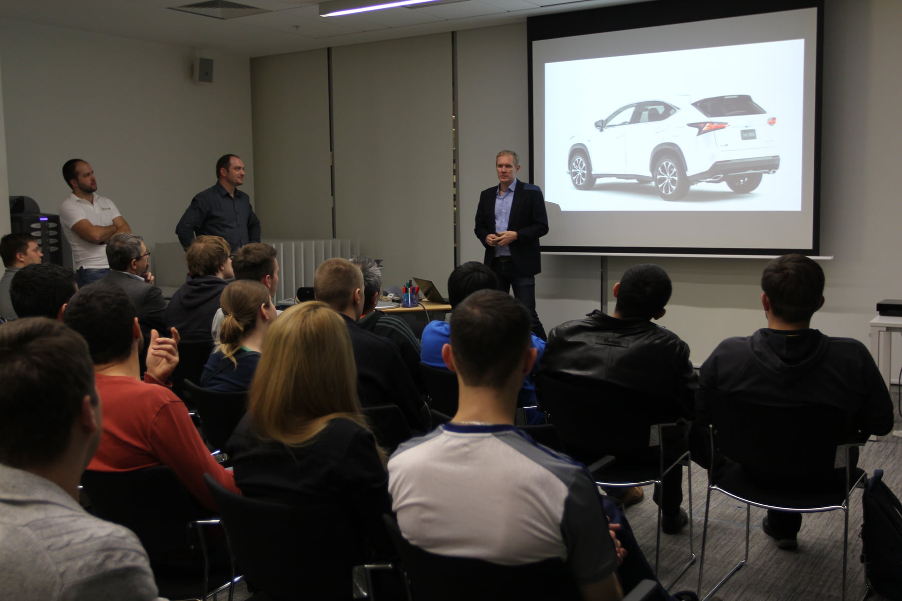 Leonid Bugaev speaking at a business event
